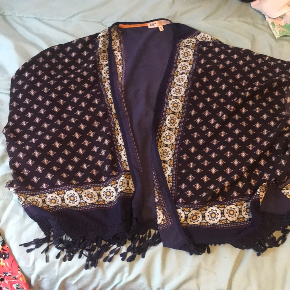 Navy printed kimono